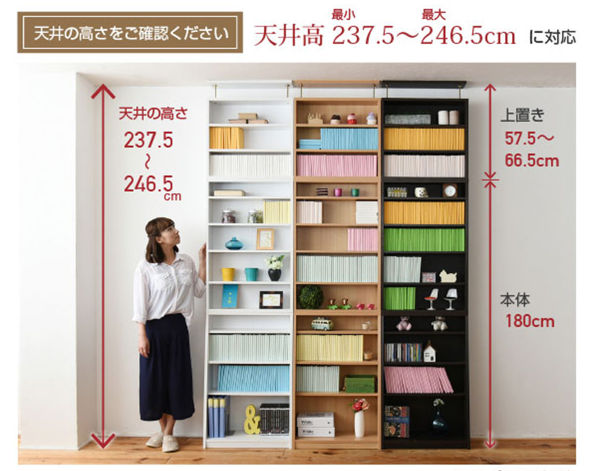 JK-PLAN（ジェイケイ・プラン） 本棚 幅90cm 上置きセット 1cmピッチ