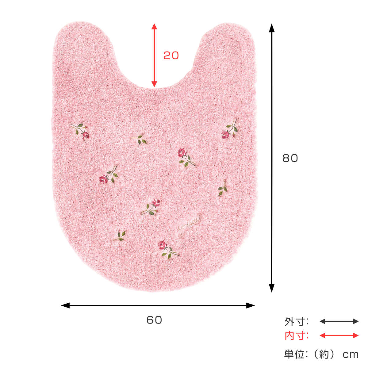 トイレマット 80×60cm スイートローズ ...の詳細画像1