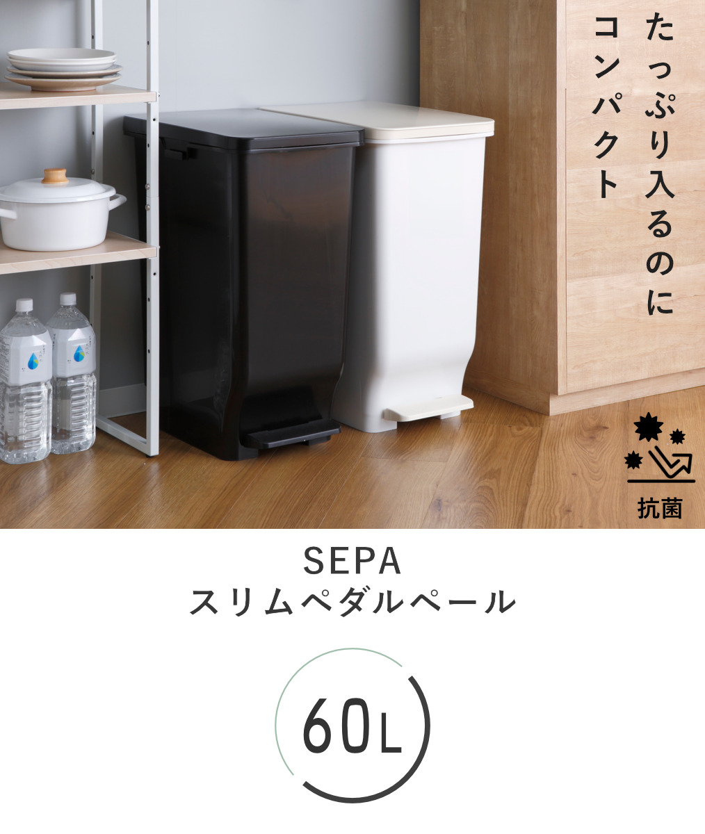 ゴミ箱 60L ふた付き セパ 抗菌 分別 ス...の詳細画像1