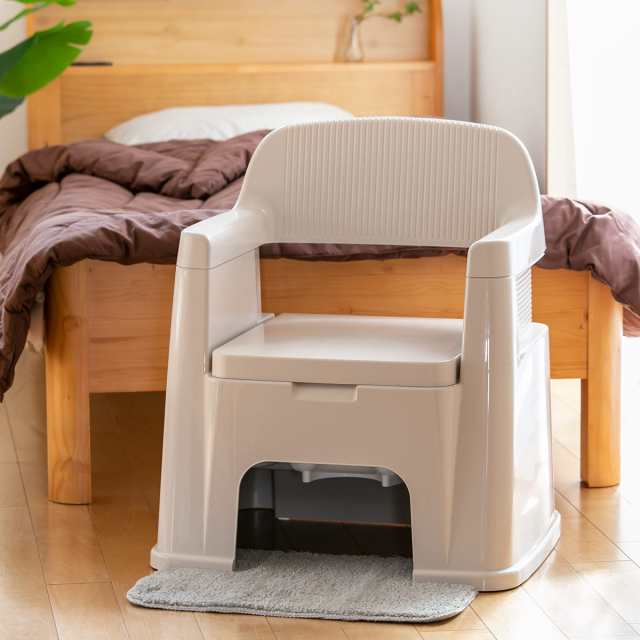 TONBO（新輝合成） ポータブルトイレ 背もたれ型 バケツ付き 介護