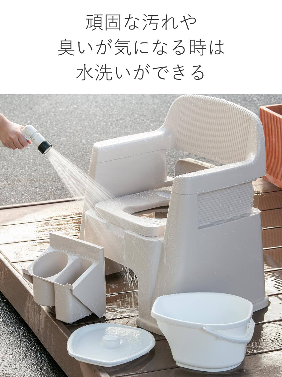 TONBO（新輝合成） ポータブルトイレ 背もたれ型 バケツ付き 介護