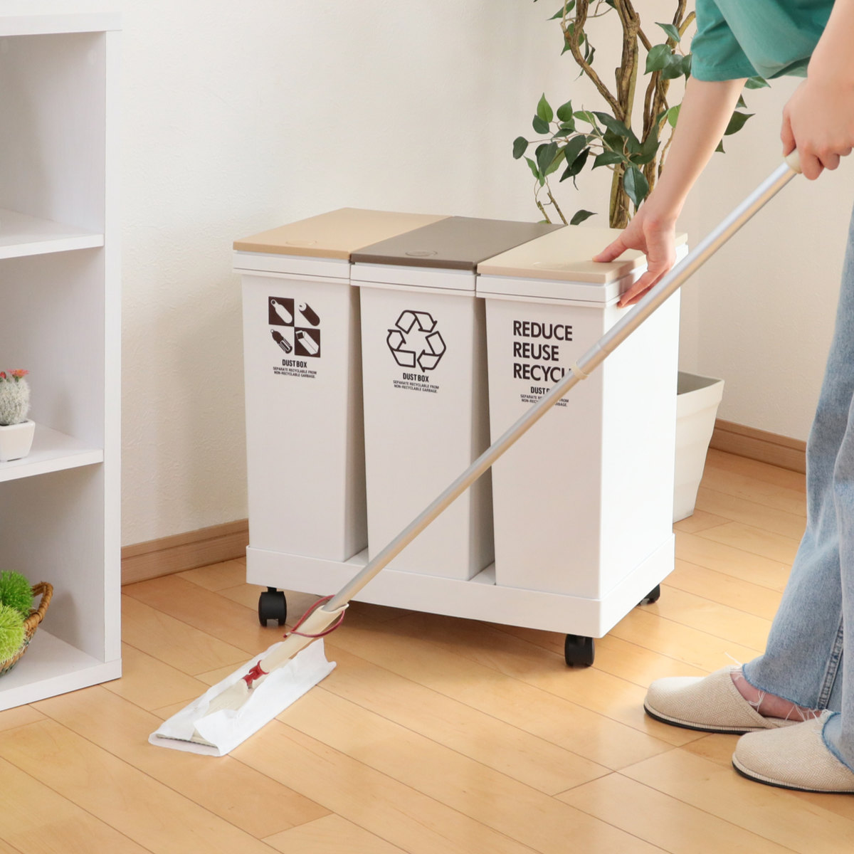 アスベル（ASVEL） ゴミ箱 60L 資源ゴミ 横型 3分別ワゴン （ ごみ箱