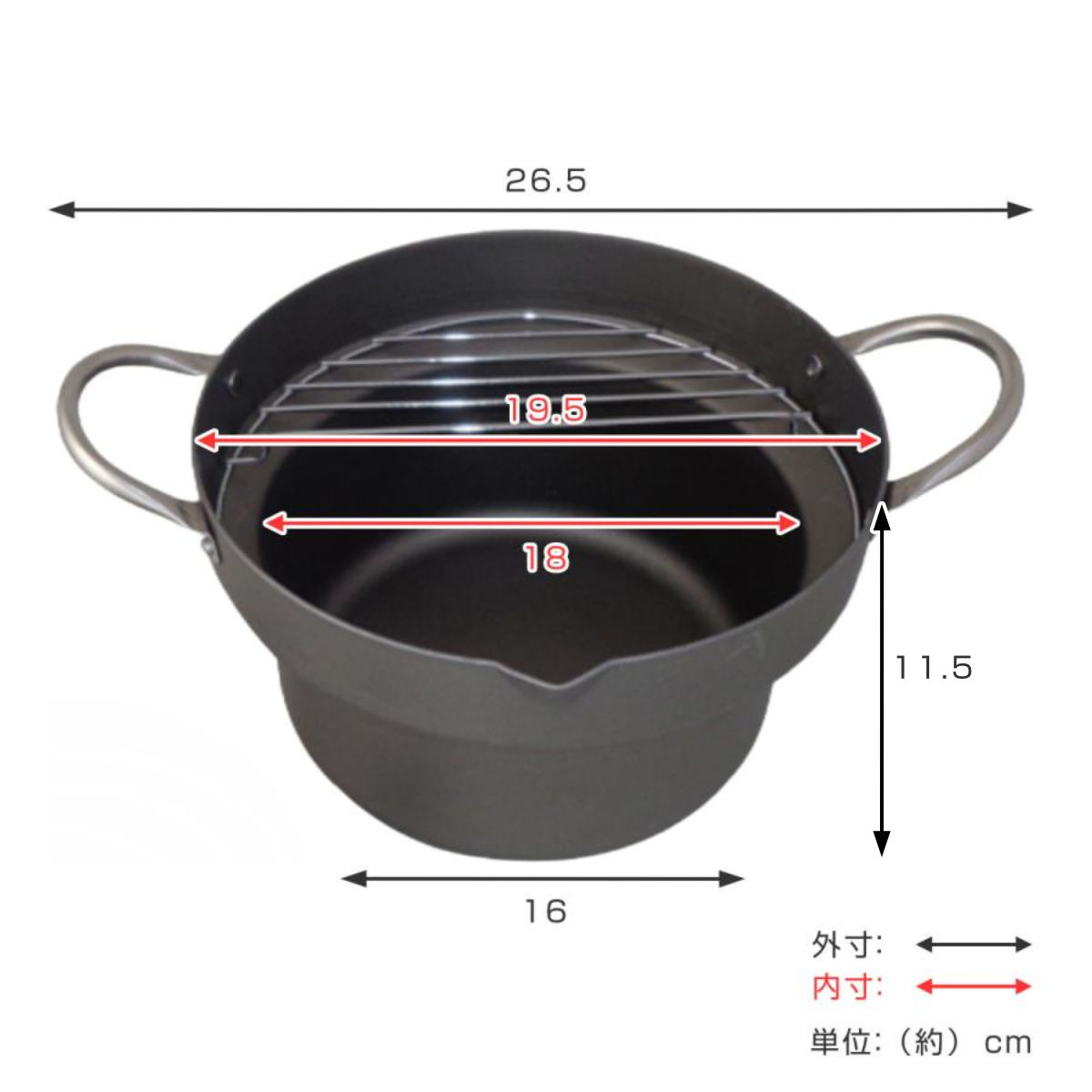 天ぷら鍋 20cm IH対応 鉄製 油の飛び散りにくい天ぷら鍋 日本製 藤田