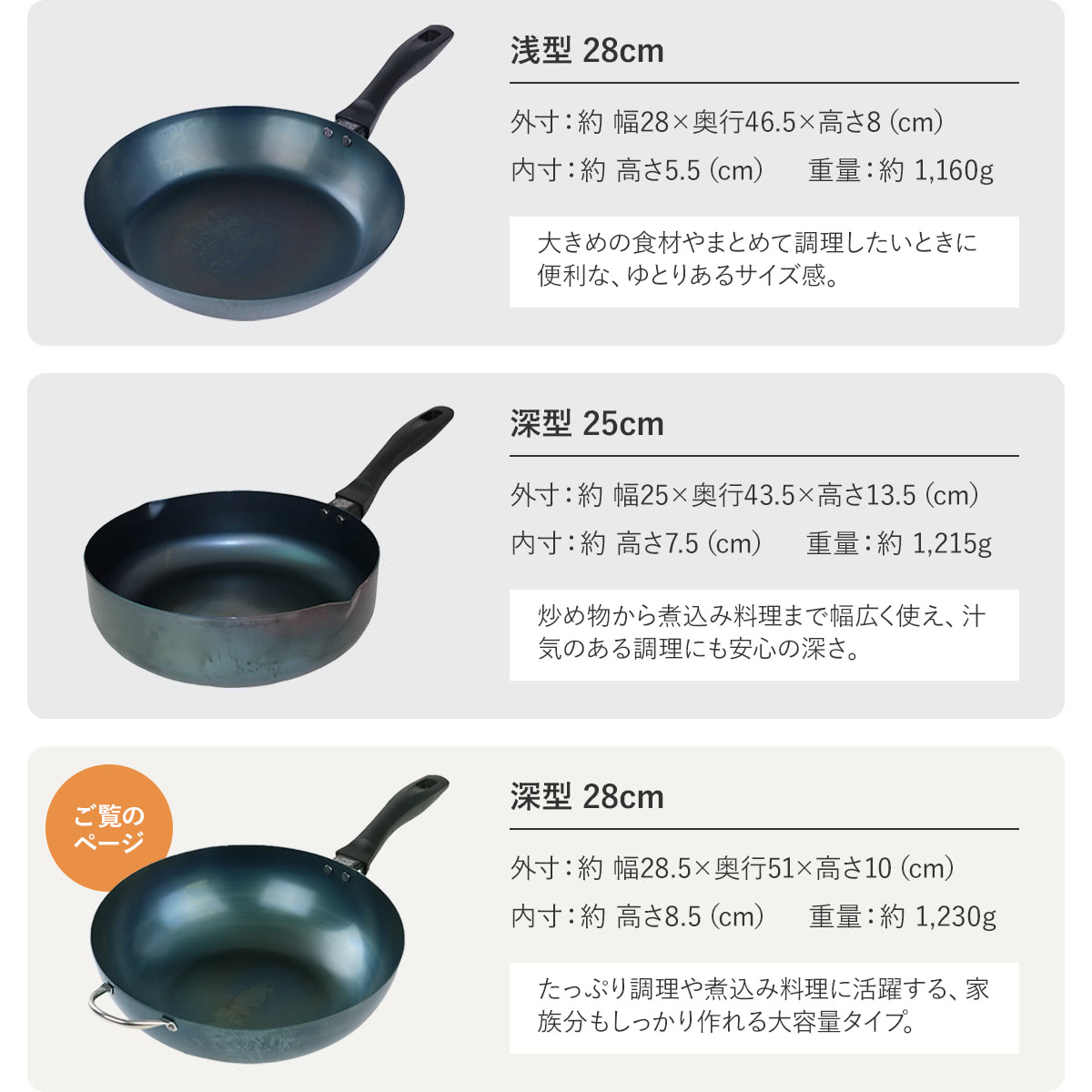 使いやすい鉄フライパン 深型 28cm IH対...の詳細画像2