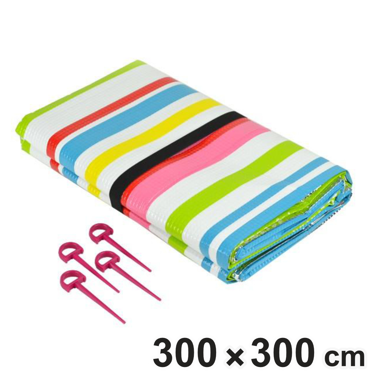レジャーシート 厚手 クッション レジャーマット ストライプ柄 3.0×3.0m （ 大きい クッションシート ピクニックマット ）