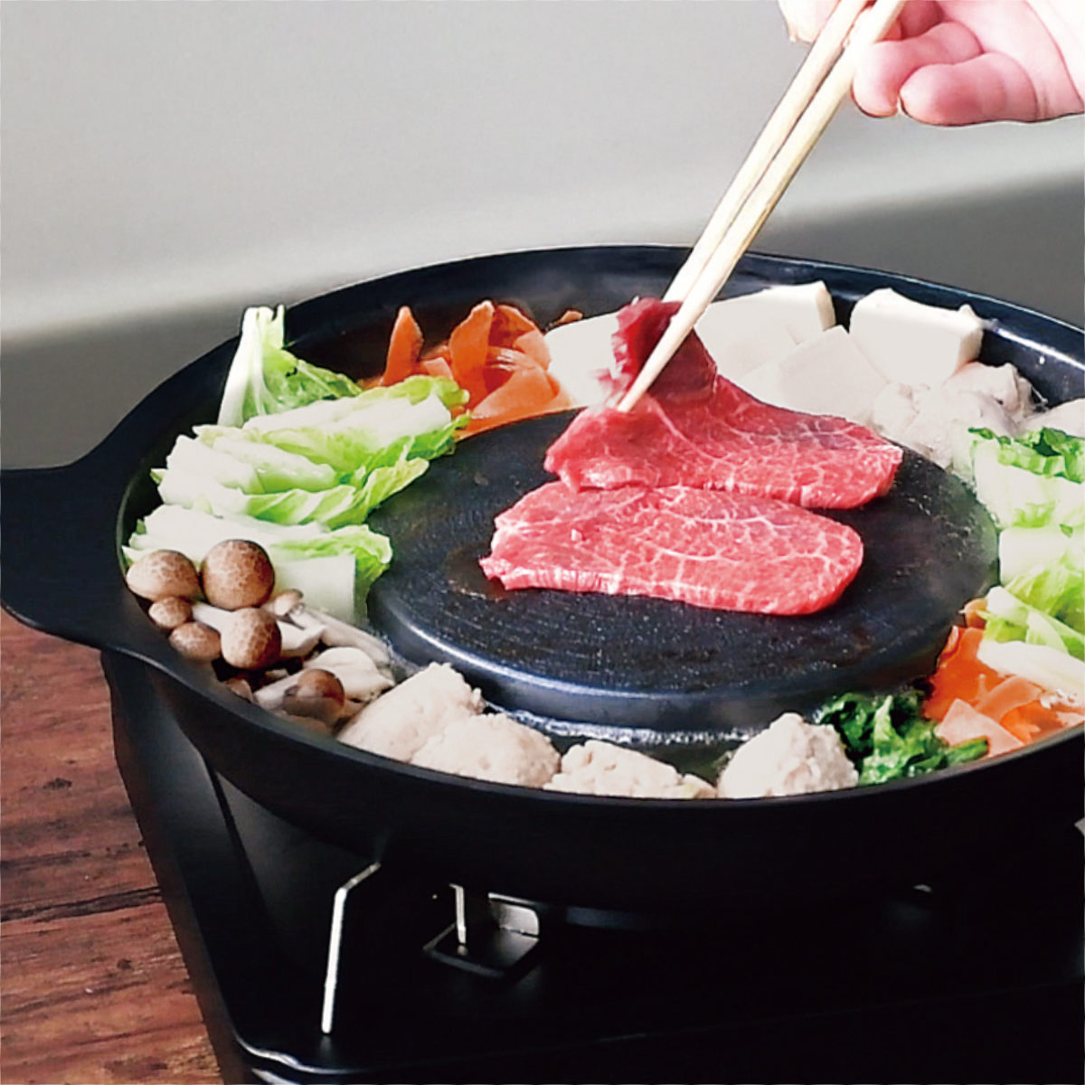 パール金属 焼きしゃぶ鍋 28cm フッ素加工 アルミ鋳物製 （ 卓上鍋