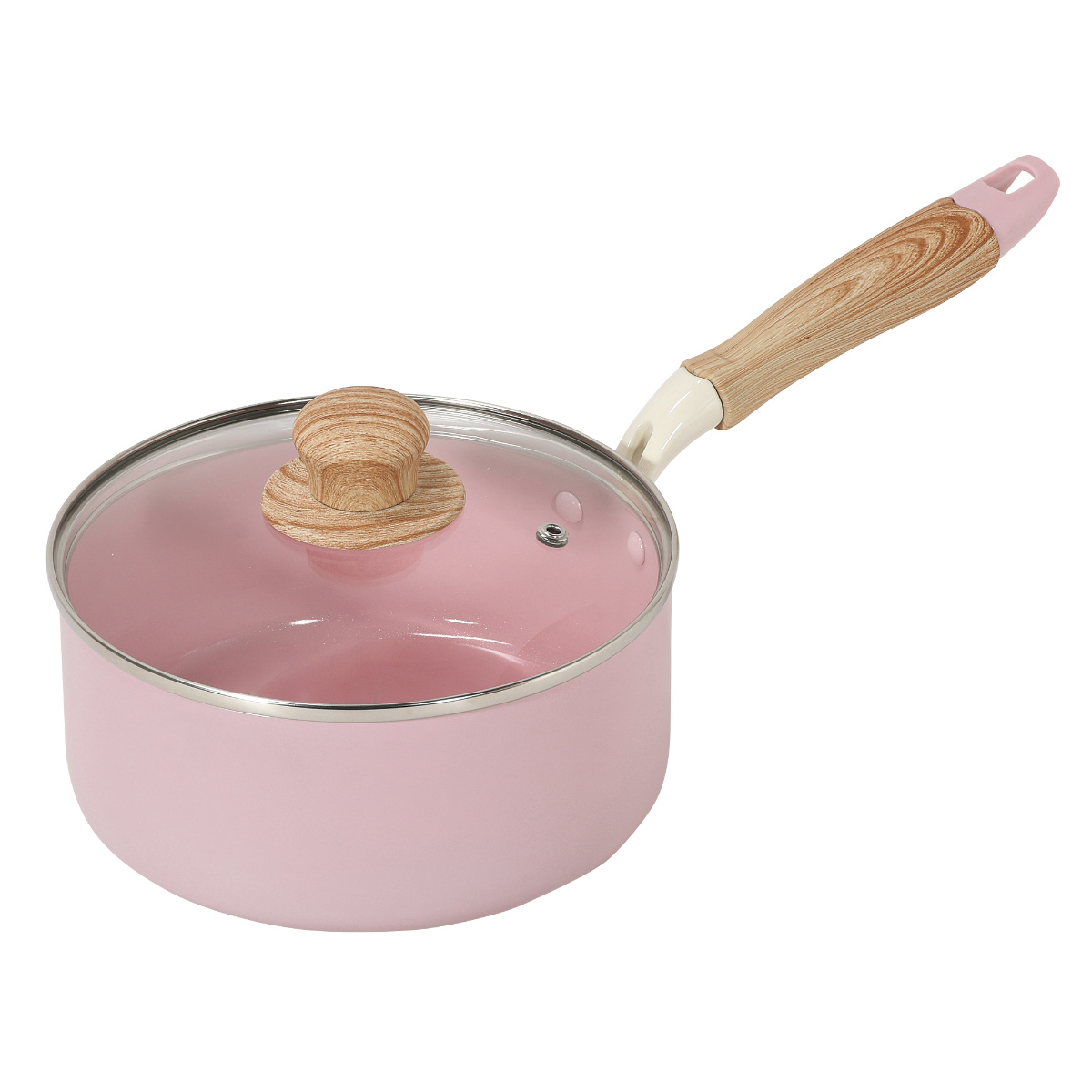 パール金属 片手鍋 18cm IH対応 ガラス蓋付き セラミック ハルミック