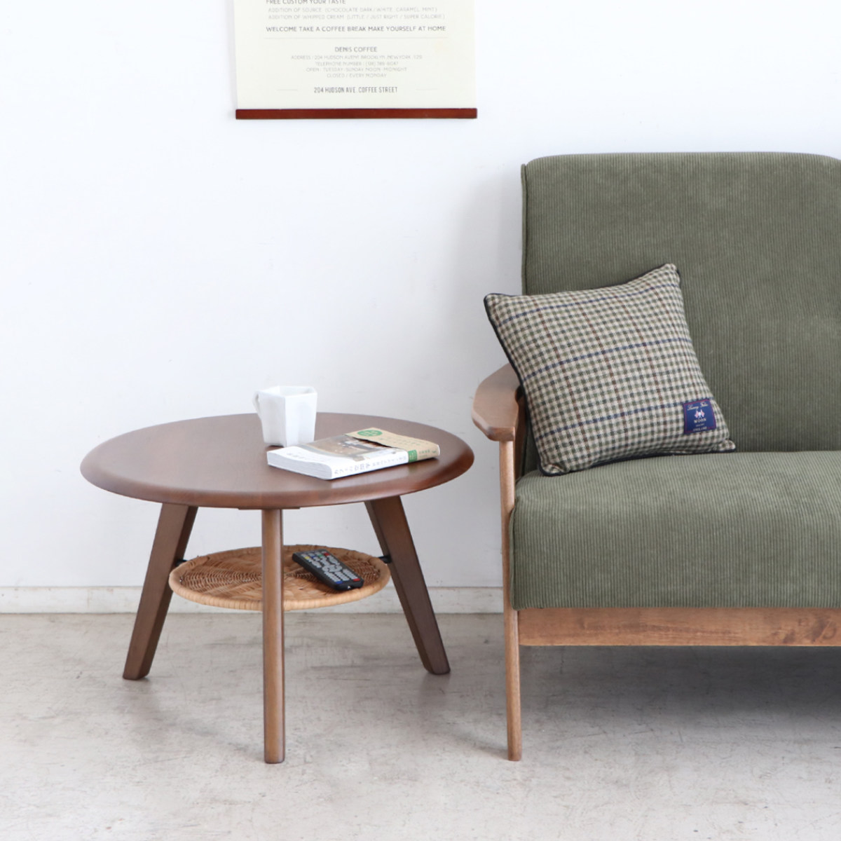 【新作】オシャレなランタンタイルの木製サイドテーブル ★ソファーに★ローテーブル サイドテーブル 直径60cm 円形 木製 ローテーブル リガラ （ テーブル