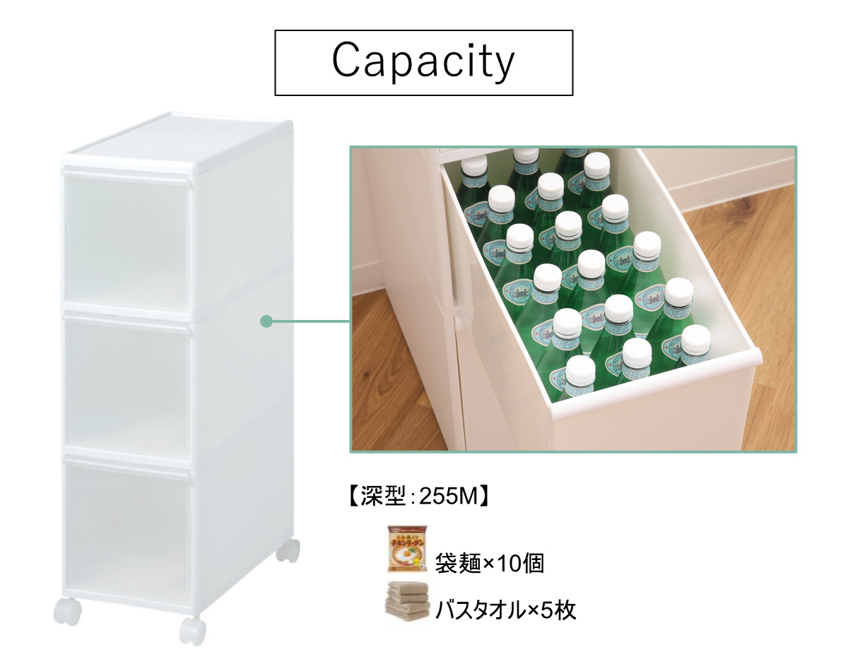 Like-it（ライクイット） キッチンストッカー 幅25.5cm 3段 キャスター