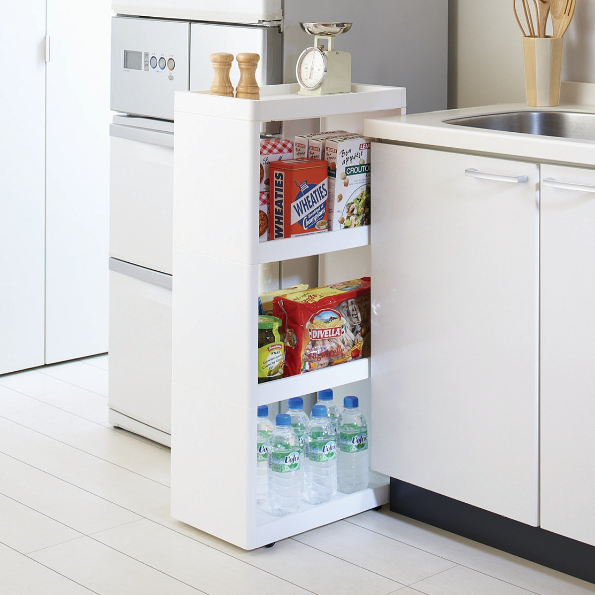 吉川国工業所 キッチンワゴン サイドオープンワゴン スリム 幅25.5cm