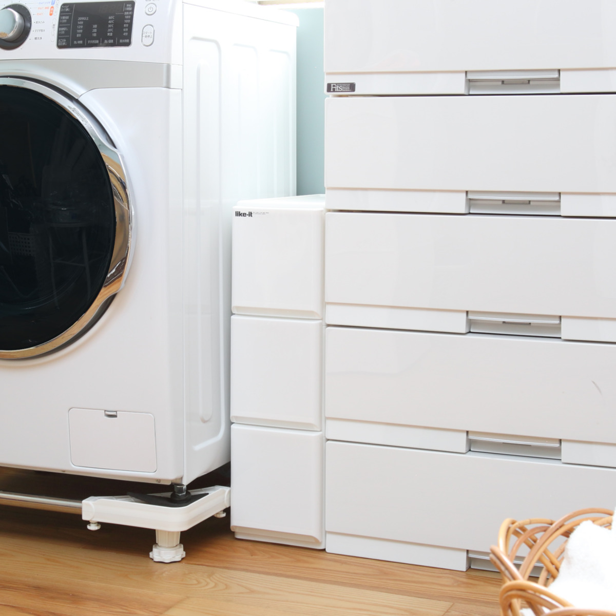 吉川国工業所 キッチンストッカー ラグドロワ 3段 スリム 光沢パネル