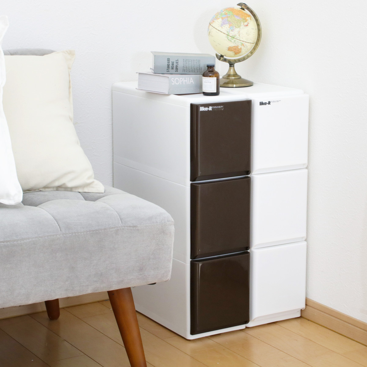 吉川国工業所 キッチンストッカー ラグドロワ 3段 スリム 光沢パネル