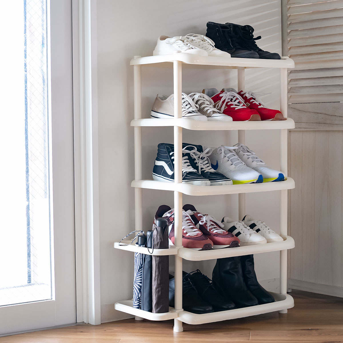 吉川国工業所 シューズラック ワイド 5段 シューズストレージ 傘立て