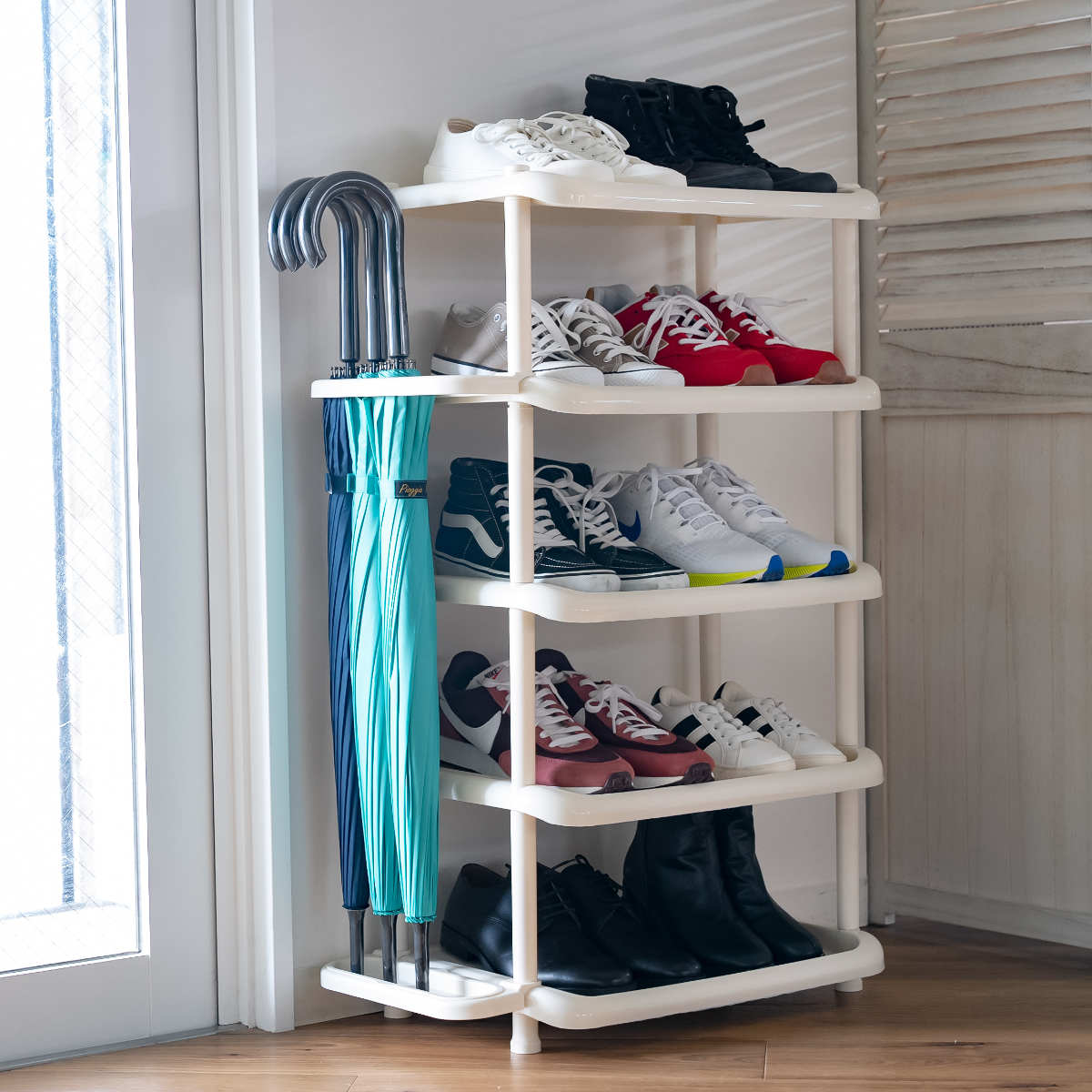 吉川国工業所 シューズラック ワイド 5段 シューズストレージ 傘立て