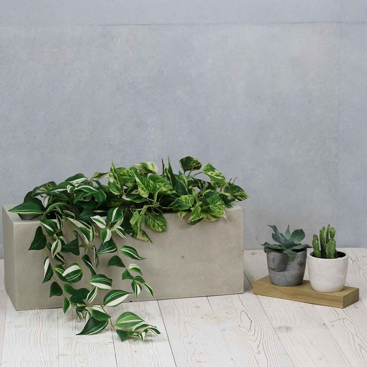 プランター グリッテ 石調FRPプランター 幅60cm 幅80cm 長角 大小2個セット （ プランターカバー スクエア 植木鉢 鉢 底穴 屋外 外 家庭菜園 寄せ植え ）_12