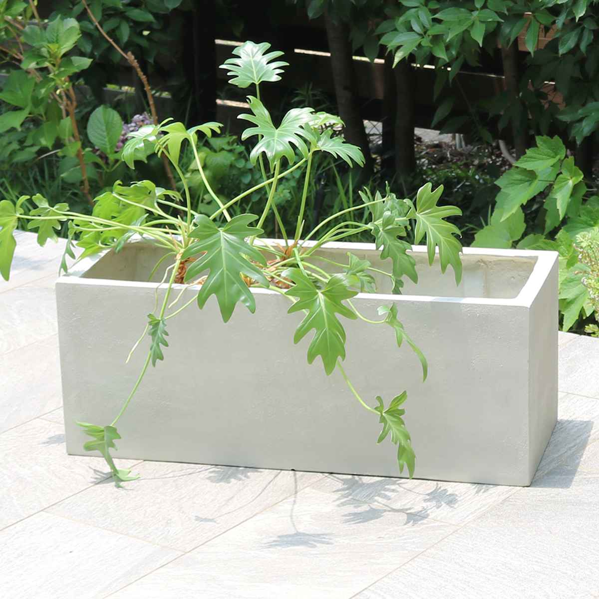 プランター グリッテ 石調FRPプランター 幅60cm 幅80cm 長角 大小2個セット （ プランターカバー スクエア 植木鉢 鉢 底穴 屋外 外 家庭菜園 寄せ植え ）_11