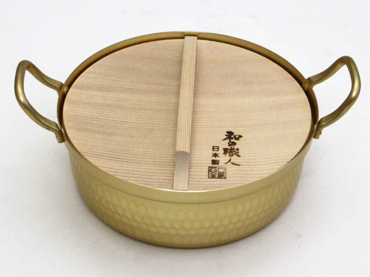 谷口金属工業 両手鍋 18cm 和の職人 アルミ浅型鍋 木蓋付 （ ガス火