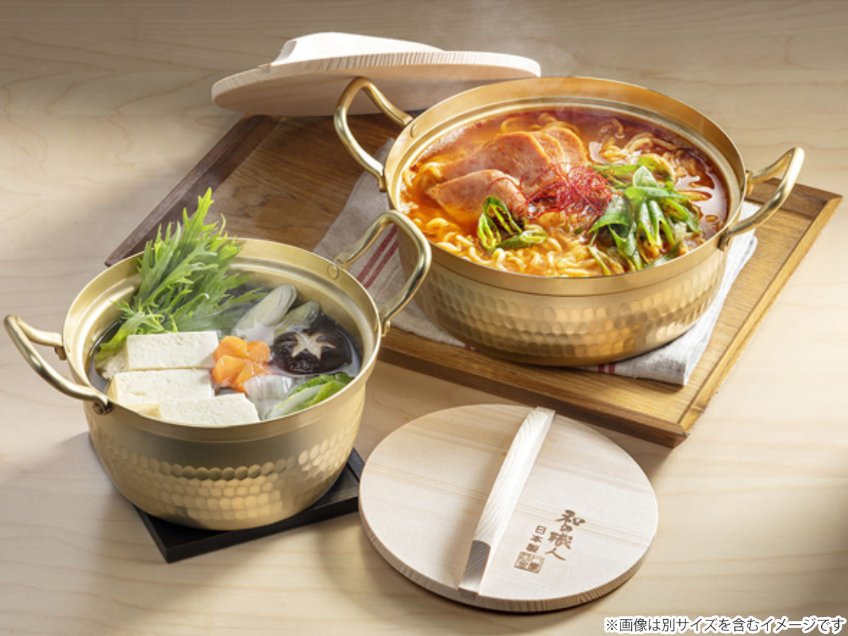 谷口金属工業 両手鍋 18cm 和の職人 アルミ浅型鍋 木蓋付 （ ガス火