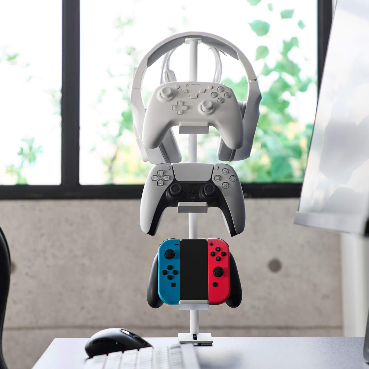 山崎実業 デスク奥ゲームコントローラー収納ラック スマート
