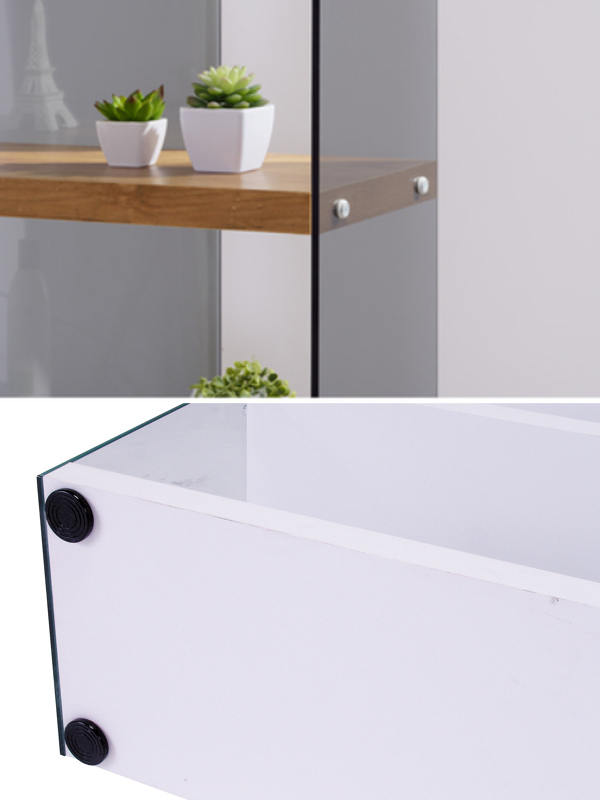 ディスプレイラック 幅83cm 4段 ガラス 木天板 （ 収納 オープンラック