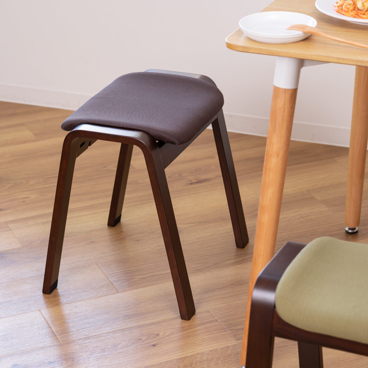 東谷 スツール 高さ45cm スタッキング ファブリック （ 木製 天然木