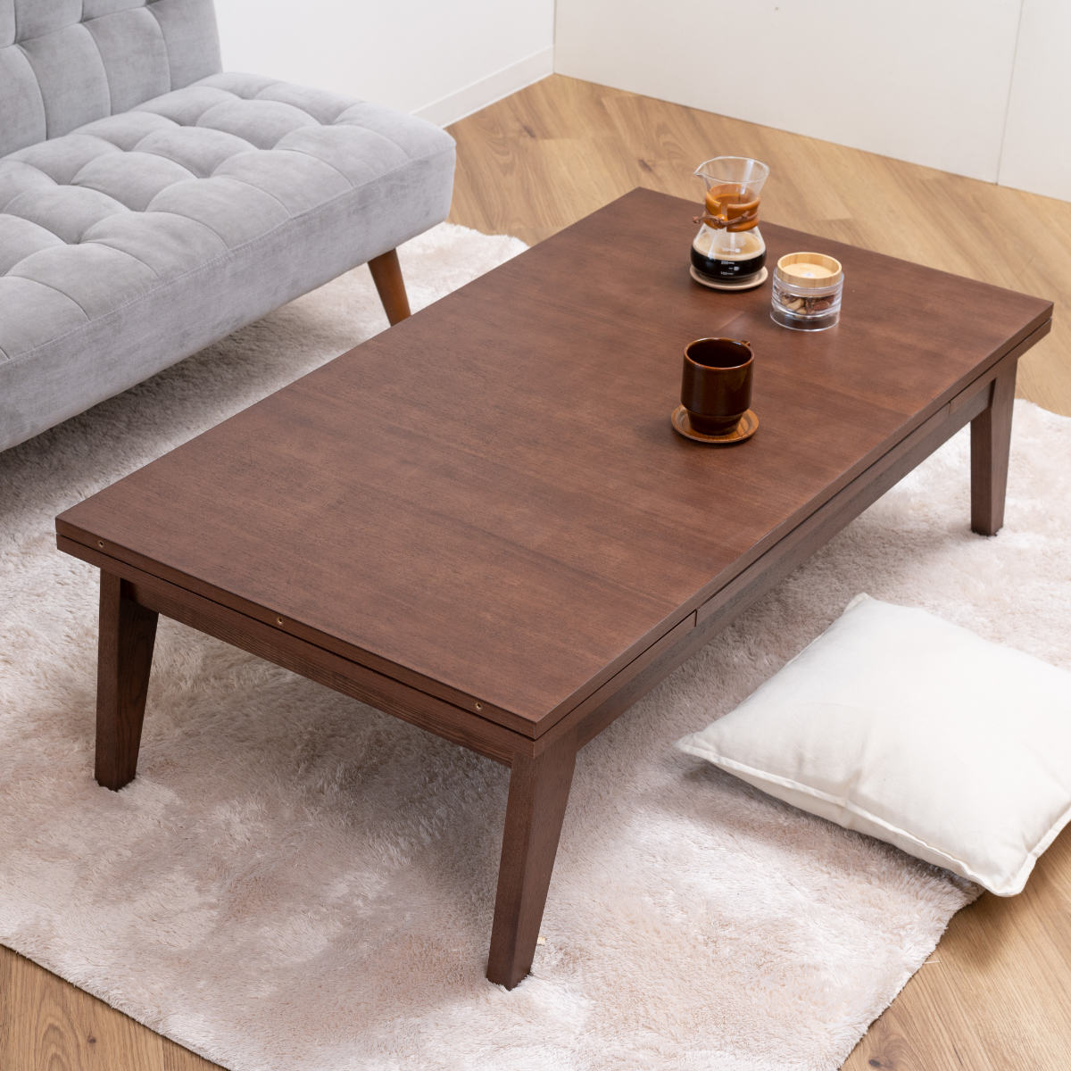 東谷 センターテーブル 伸縮式 幅120〜180cm 木目調 （ 伸長 3段階 120