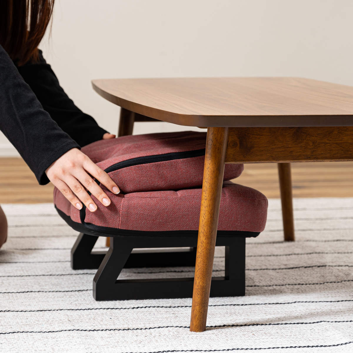 東谷 正座椅子 背もたれ 折りたたみ ファブリック 木製 （ 座椅子