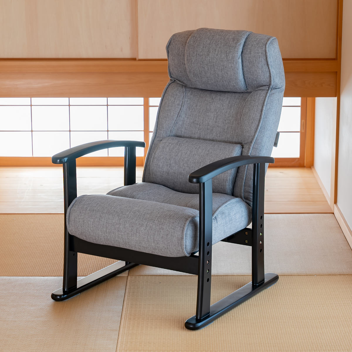 アウトレット限定品/新品★高級リクライニング高機能ハイバック高座椅子【グレー】 東谷 高座椅子 リクライニング ハイバック 座面高4段階調節