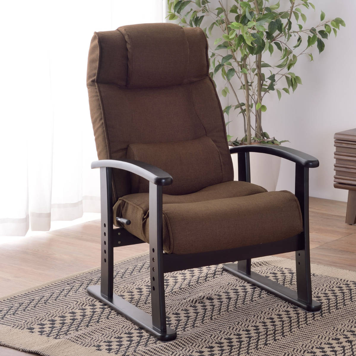 東谷 高座椅子 リクライニング ハイバック 座面高4段階調節