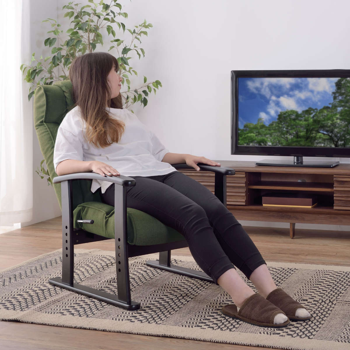 東谷 高座椅子 リクライニング ハイバック 座面高4段階調節