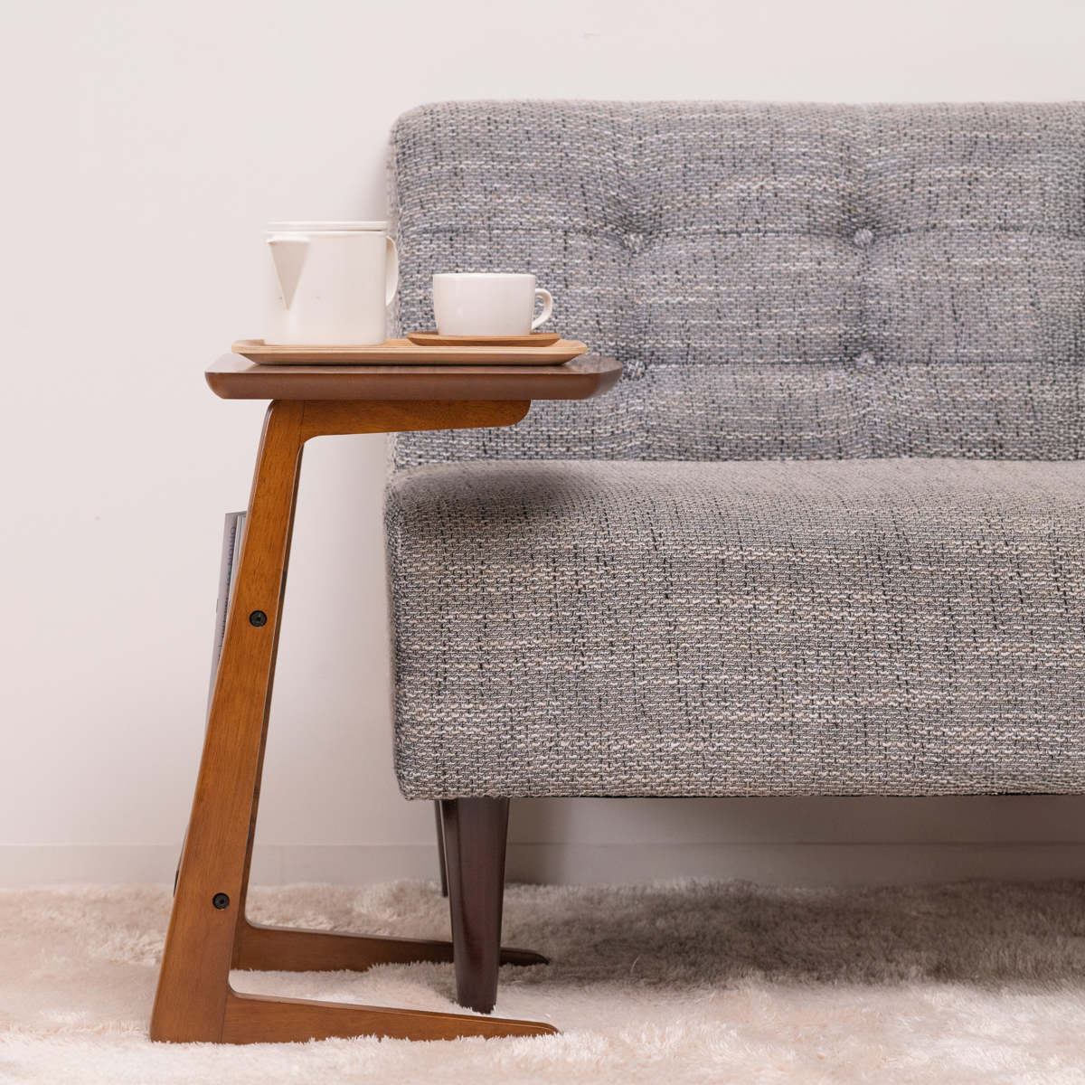 東谷 ソファサイドテーブル マガジンラック付 （ サイドテーブル