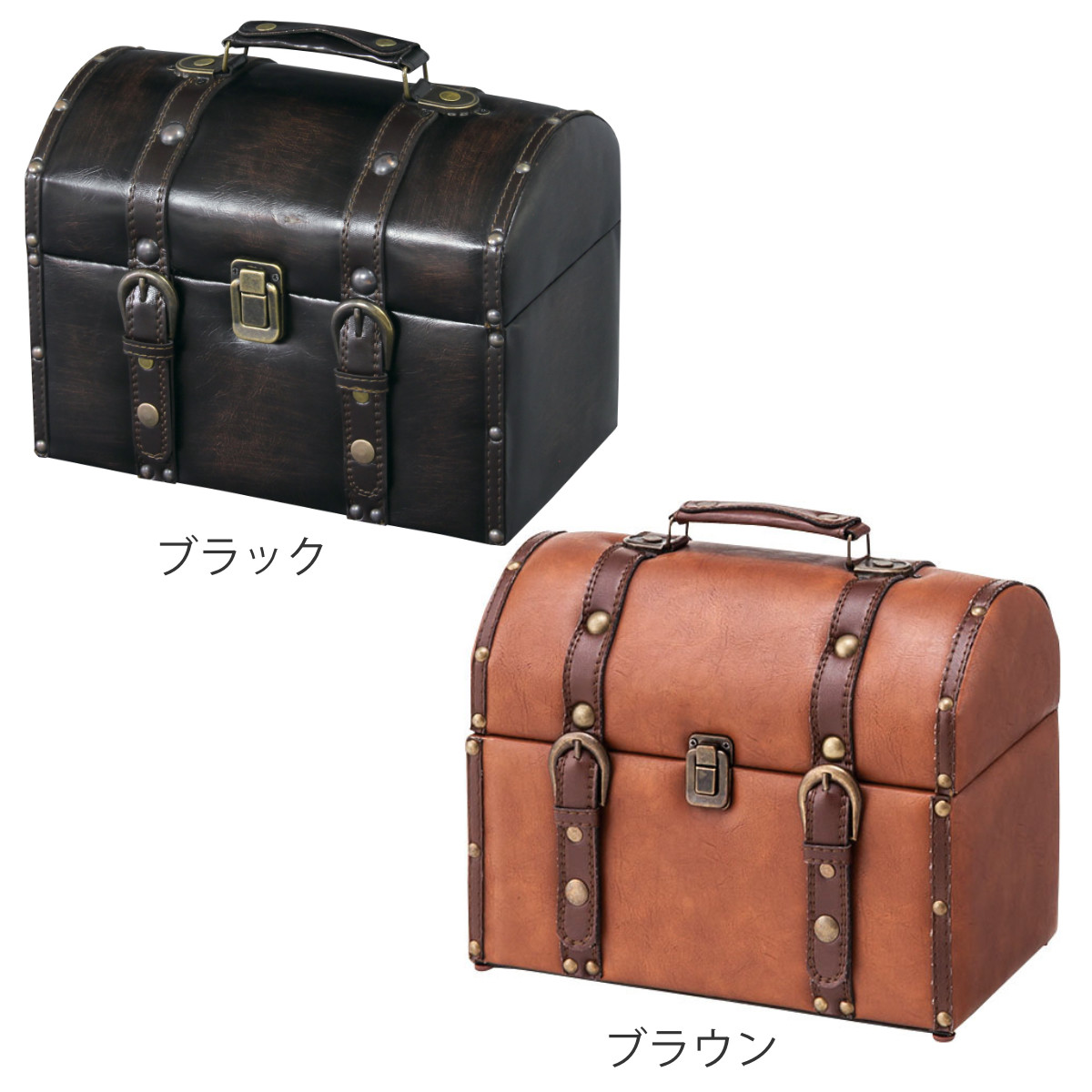 小物入れ 収納ボックス 宝箱 レザー調 （ 幅30×奥行20×高さ25cm 収納