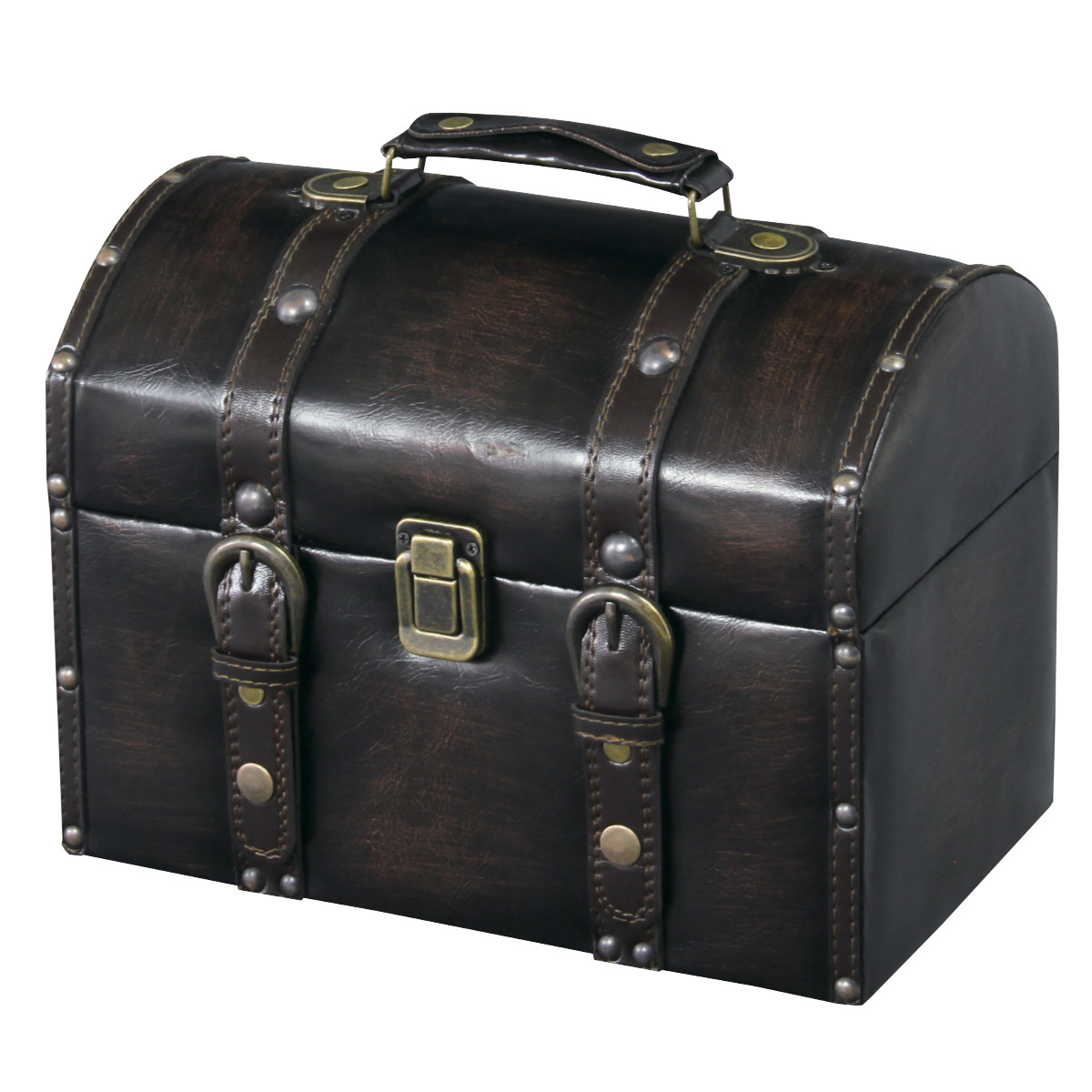 小物入れ 収納ボックス 宝箱 レザー調 （ 幅30×奥行20×高さ25cm 収納