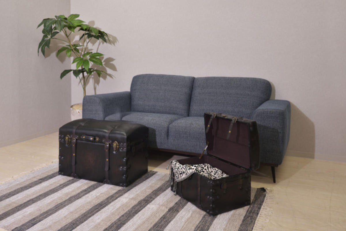 東谷 収納スツール 大小2個セット 宝箱 レザー調 （ 収納ボックス