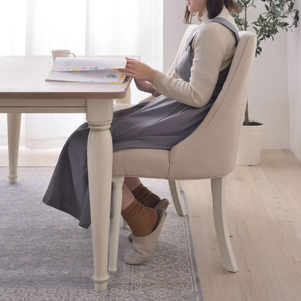 東谷 ダイニングチェア 座面高47cm 天然木 シャビーシック （ フレンチ