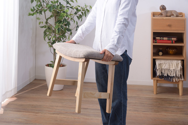 東谷 スツール 高さ42cm ダイニングスツール クッション 木製 天然木