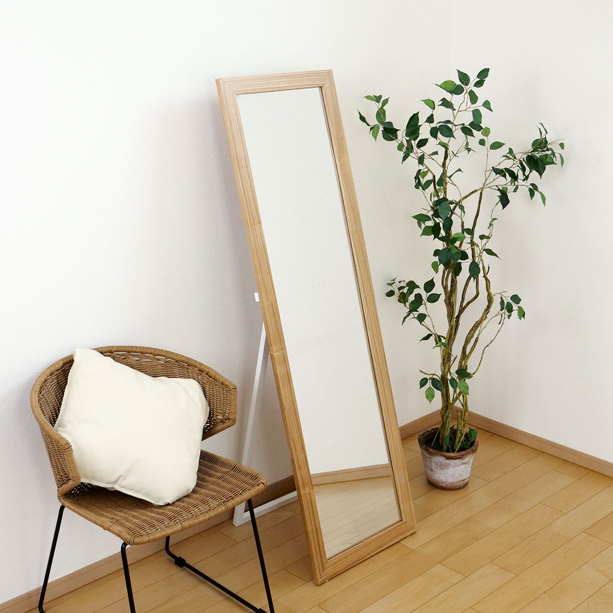 東谷 スタンドミラー 全身 木枠 飛散防止 45×147cm （ 姿見 鏡 ミラー