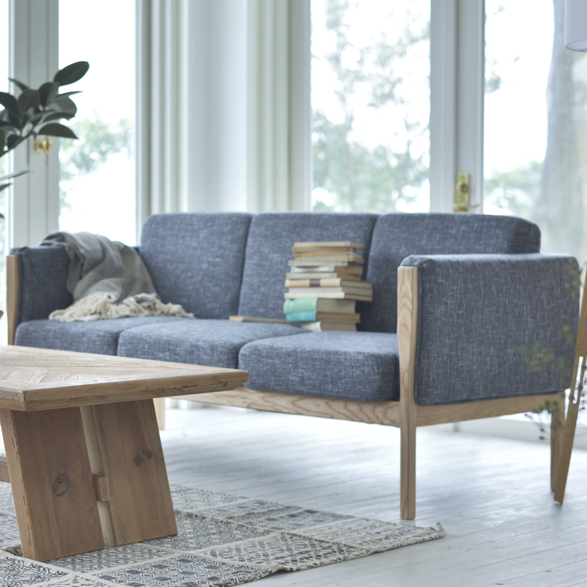 東谷 ソファ 3人掛け 幅172cm ウェーデ ウッドフレーム （ 開梱設置 2