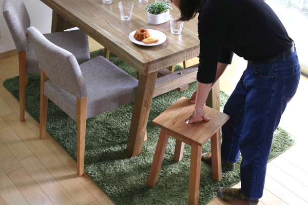 スツール 2脚セット 座面高46cm 角型 天然木 木製 オーク材 椅子 腰掛