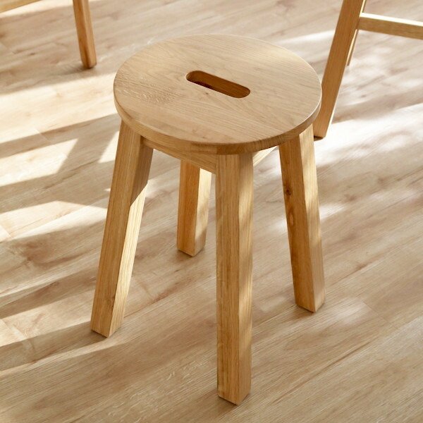 スツール 座面高46cm 丸型 天然木 木製 オーク材 椅子 腰掛 （ チェア