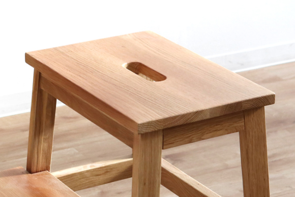踏み台 高さ47cm ステップ台 天然木 木製 オーク材 スツール 腰掛 （ 2