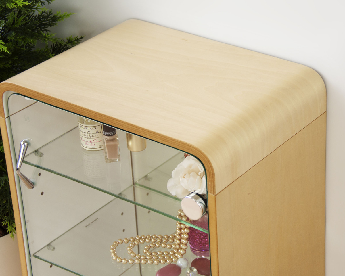 ガラスケース 幅36cm 3段 ガラス扉 背面ミラー 推し活 （ グッズ収納