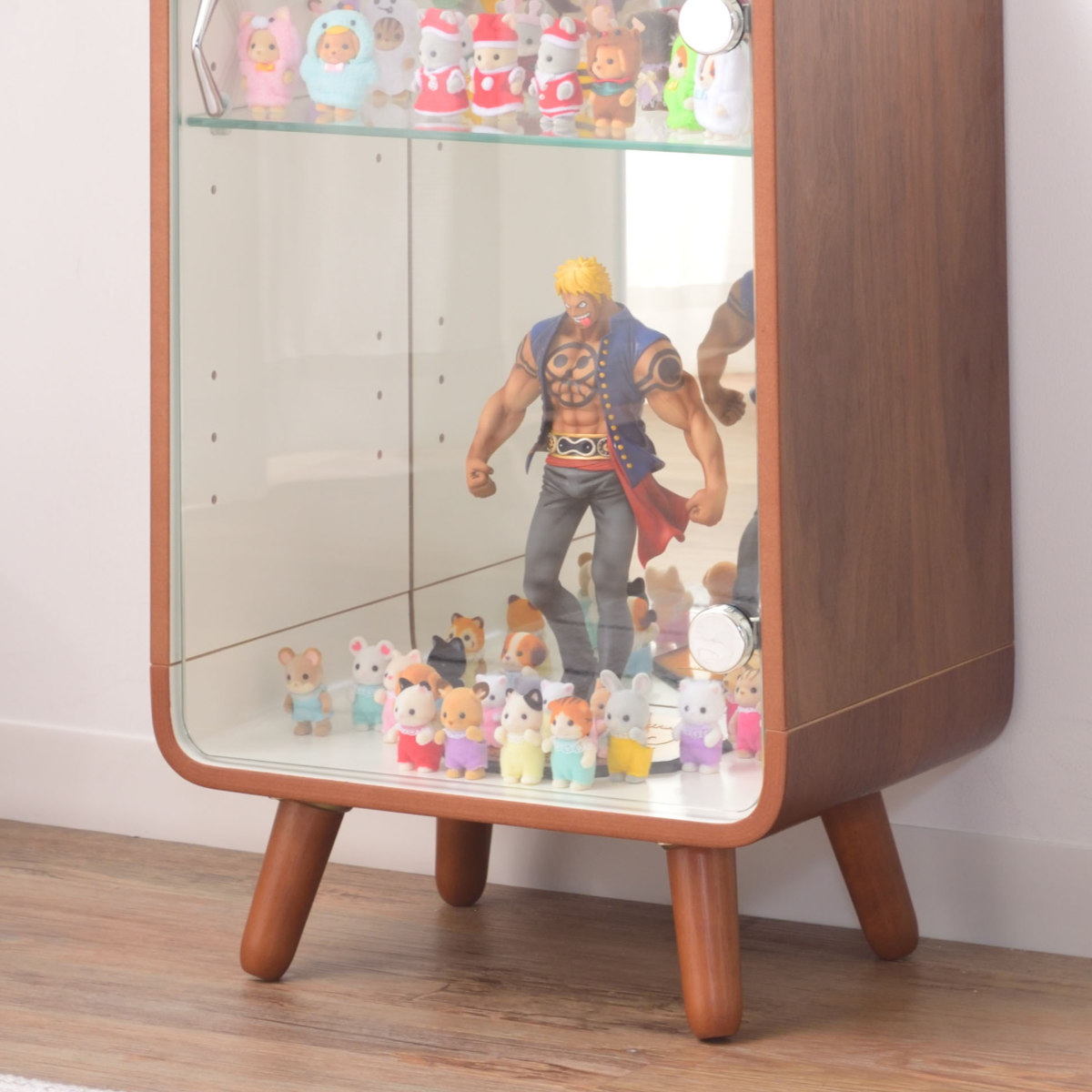 ガラスケース 幅36cm 3段 ガラス扉 背面ミラー 推し活 （ グッズ収納