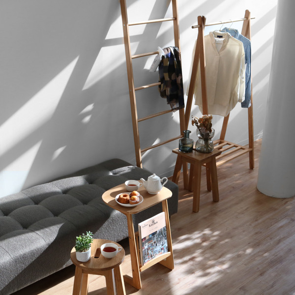 東谷 ハンガーラック 木製 天然木 オーク材 幅89cm （ コートハンガー