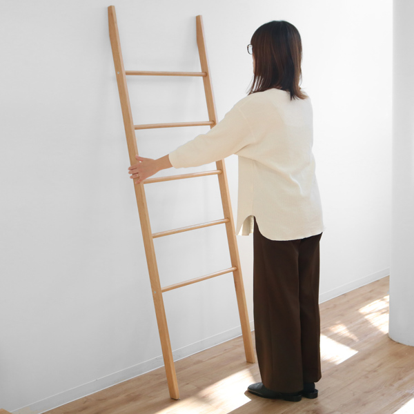 東谷 ラダーラック 木製 天然木 オーク材 幅60cm （ ラダーハンガー