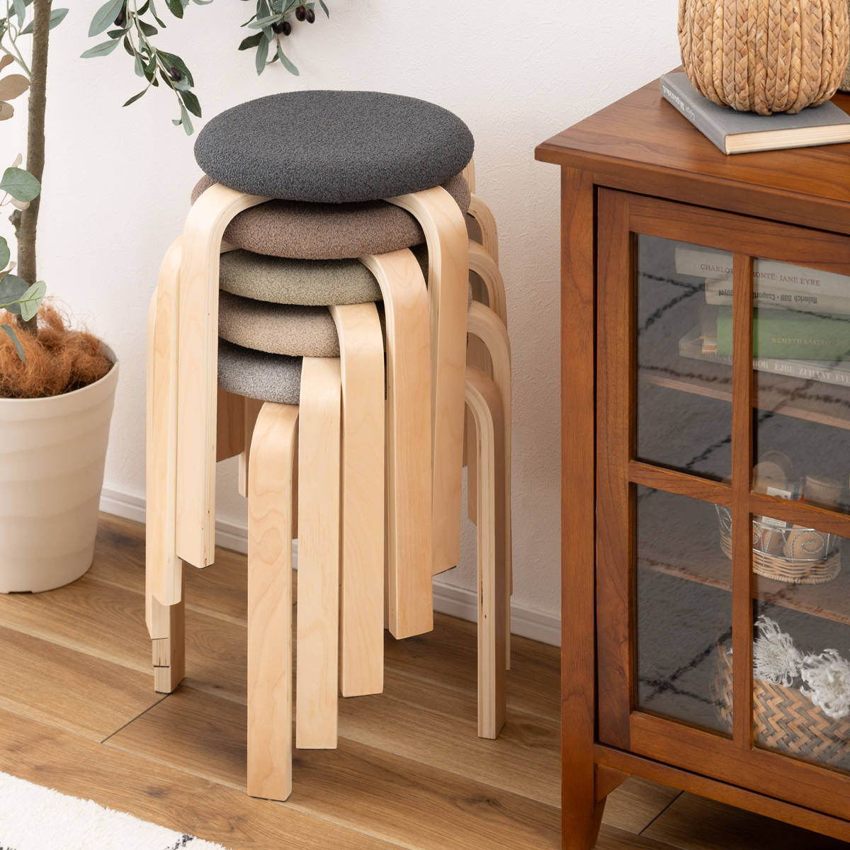 東谷 スツール 高さ45cm スタッキング 完成品 （ 木製 天然木 チェア