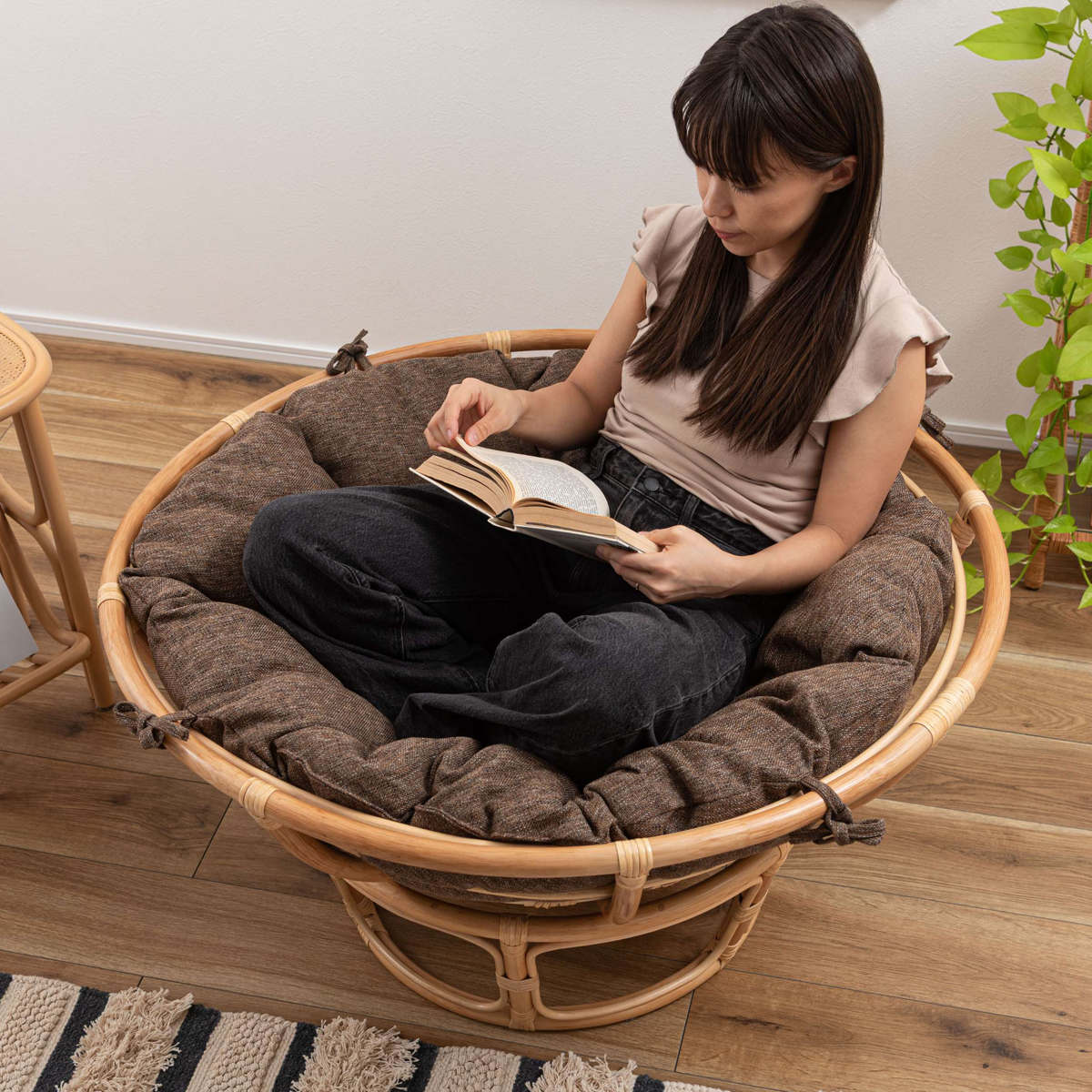 東谷 サークルチェア ラタン パーソナルチェア 完成品 （ ラウンジ