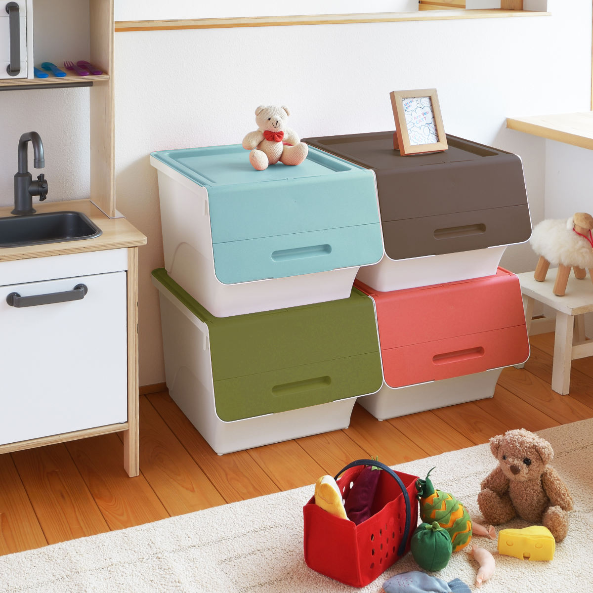 SANKA 収納ボックス 前開き フロック30 深型 幅39×奥行46×高さ31cm 4