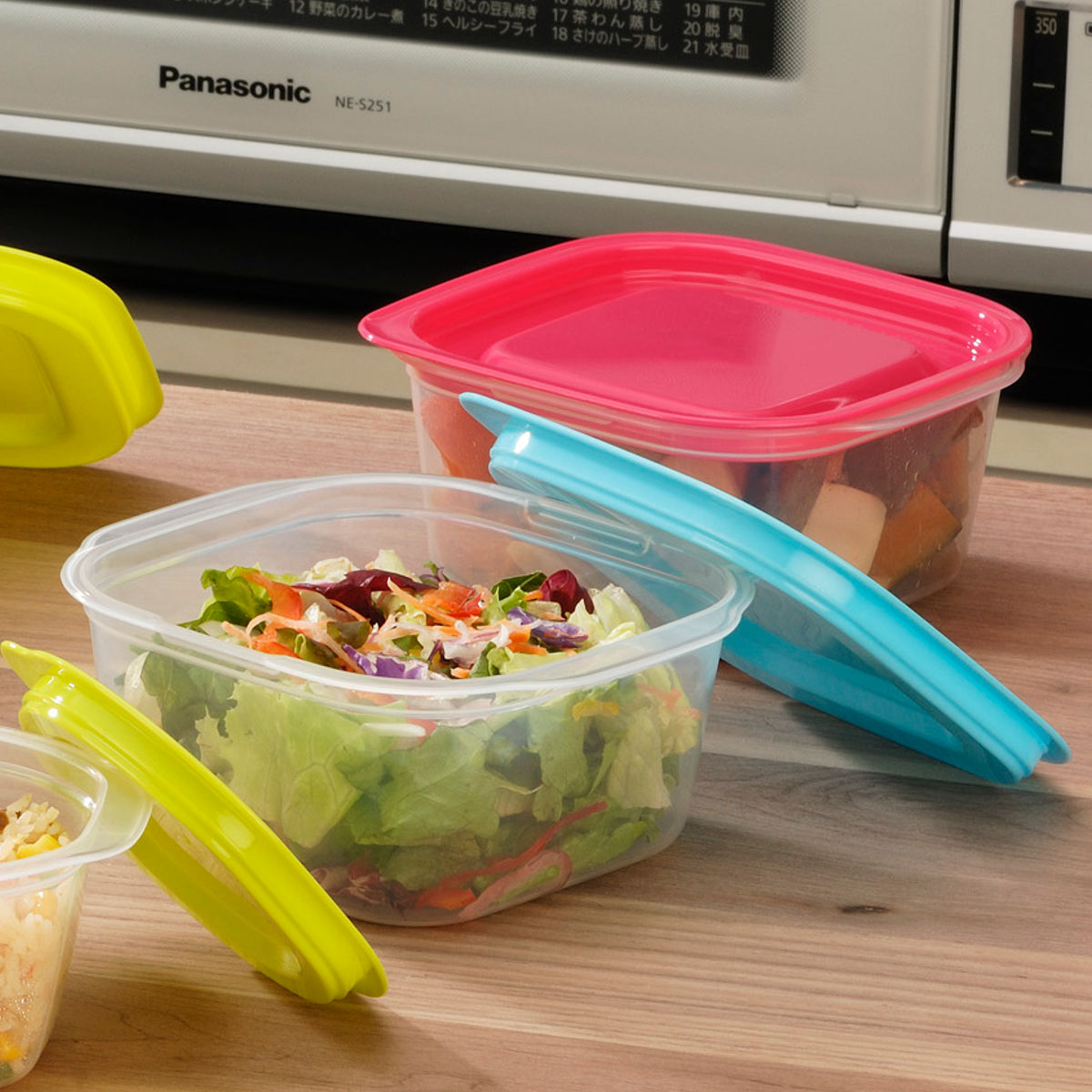 Tupperware 電子レンジ調理容器 四角セット イノマタ化学 保存容器 楽ちんパック スクエア 630ml 4色組 （ 容器