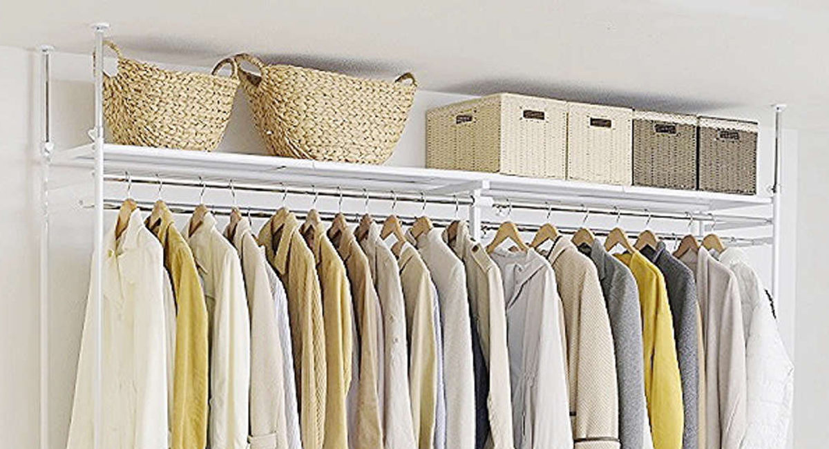 突っ張り ハンガーラック 幅150〜250cm 高さ220〜285cm ダブルハンガー